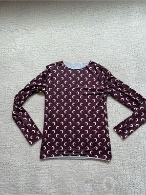 Crescent Moon Print Top, brown & tan